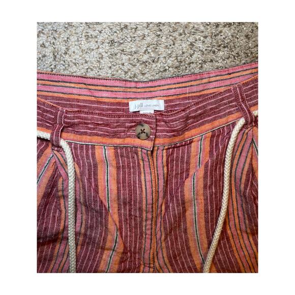 J. Jill - Linen Multi-colored Striped Shorts with Adjustable Belt - Picture 4 of 12
